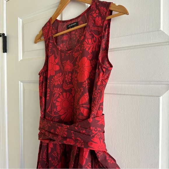 Jill Stewart Aydan Floral Flare Red Rose Print Dress Size 2 - Picture 3 of 7